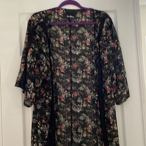 Black floral w lace kimono.